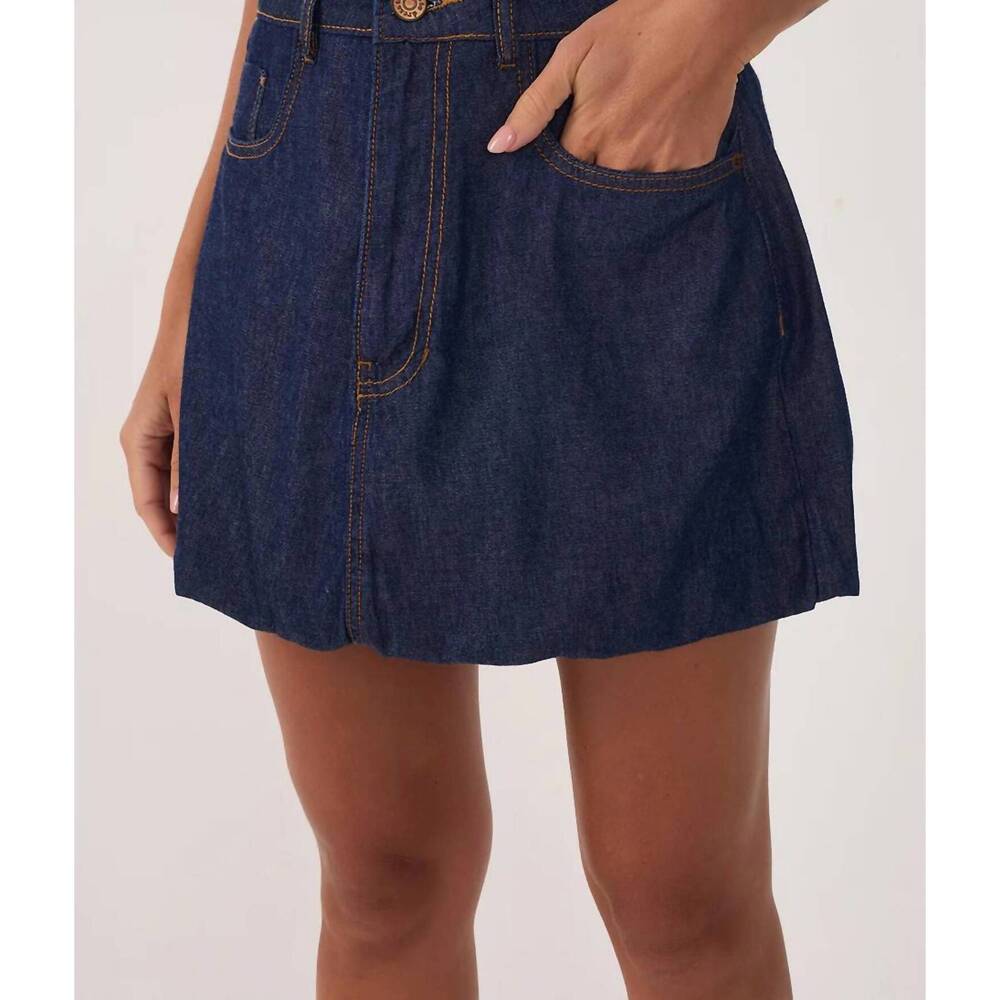 NEW DRESS TO denim bubble mini skirt in dark wash